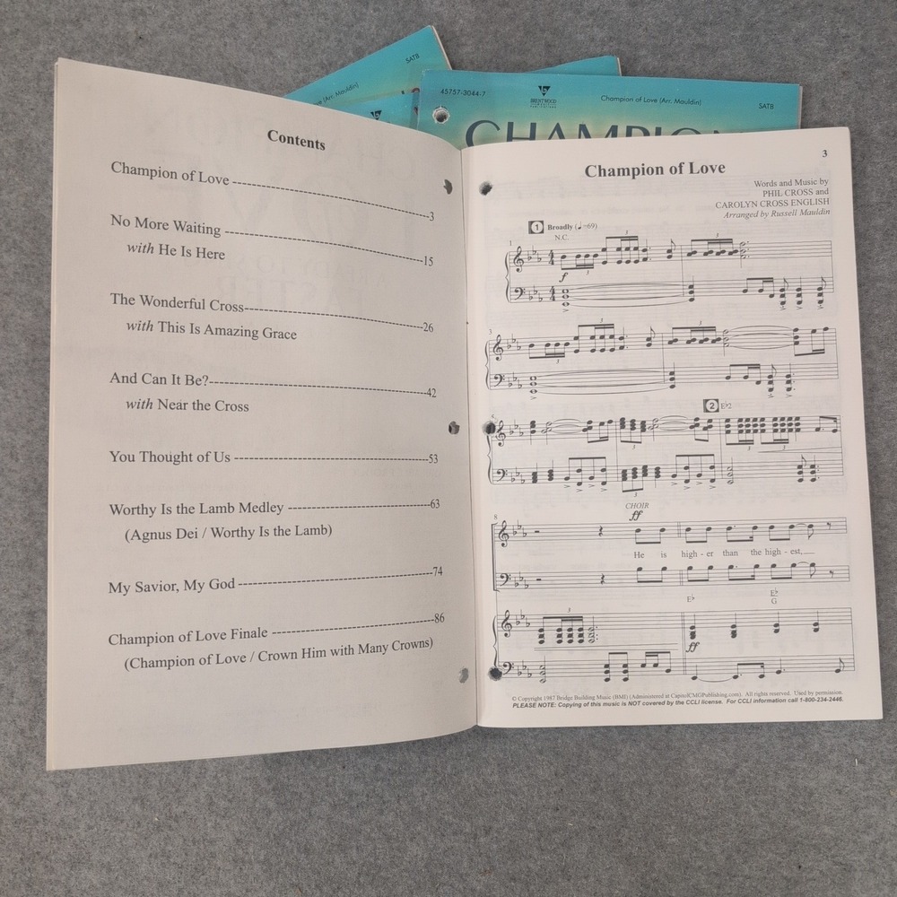 Champion of Love Ready to Sing Easter Choral Book Set of 4 Russell Mauldin SATB - Picture 3 of 3